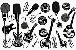 microphone money guitar music tattoo idea
