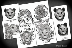 little bald one, little seal, lioness, forest stream tattoo idea