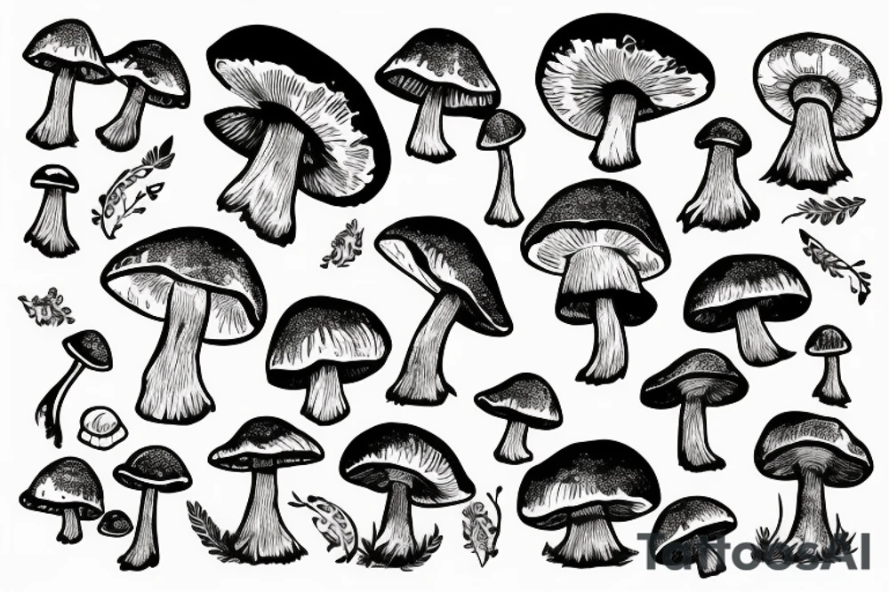 Moon with a mushroom tattoo idea