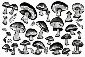 Moon with a mushroom tattoo idea