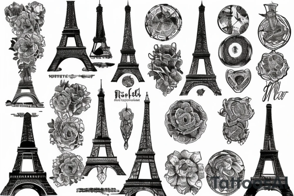 high resolution eifell tower black white tattoo idea