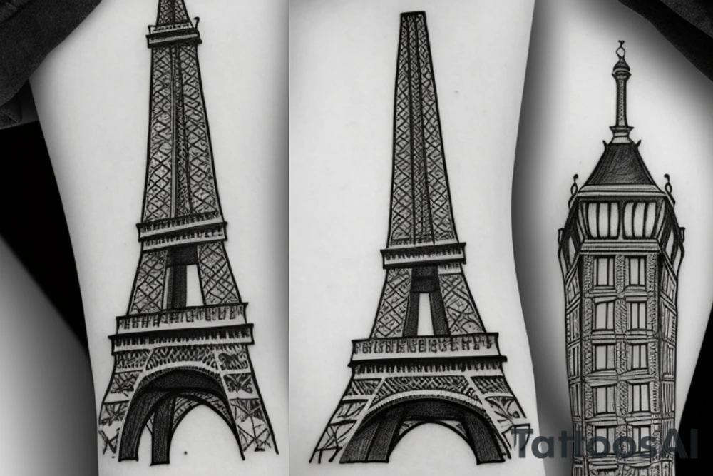 high resolution eifell tower black white tattoo idea