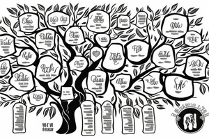 a Family tree with colored leaves representing each generation with my parents in the Roots an my wife and self in the trunk tattoo idea
