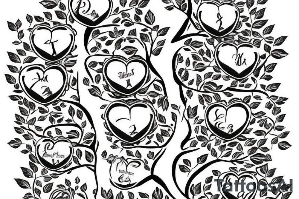 a Family tree with colored leaves representing each generation with my parents in the Roots an my wife and self in the trunk tattoo idea