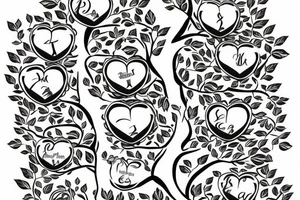 a Family tree with colored leaves representing each generation with my parents in the Roots an my wife and self in the trunk tattoo idea