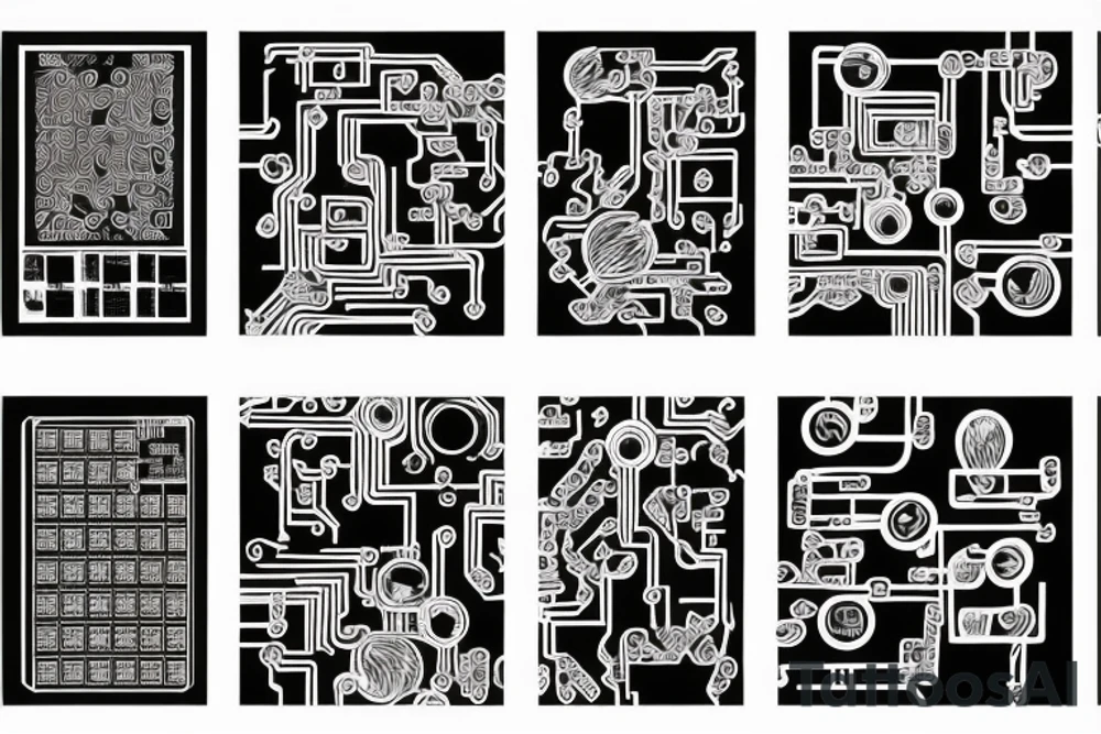 Circuit board style with do you want to see written on it tattoo idea