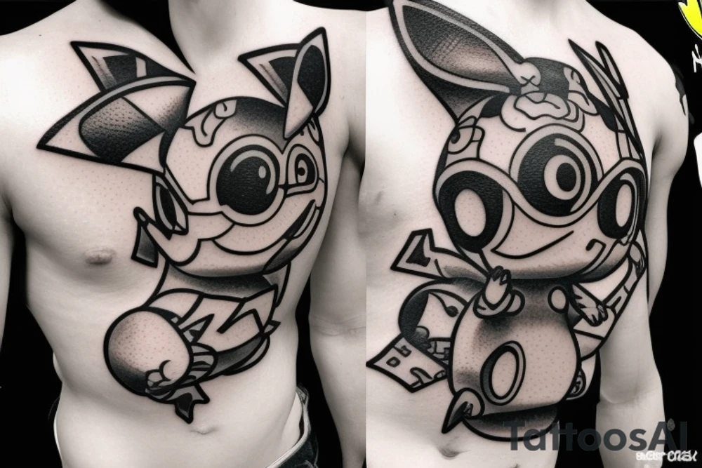 muscular pikachu realistic tattoo idea