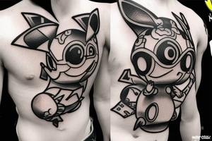 muscular pikachu realistic tattoo idea