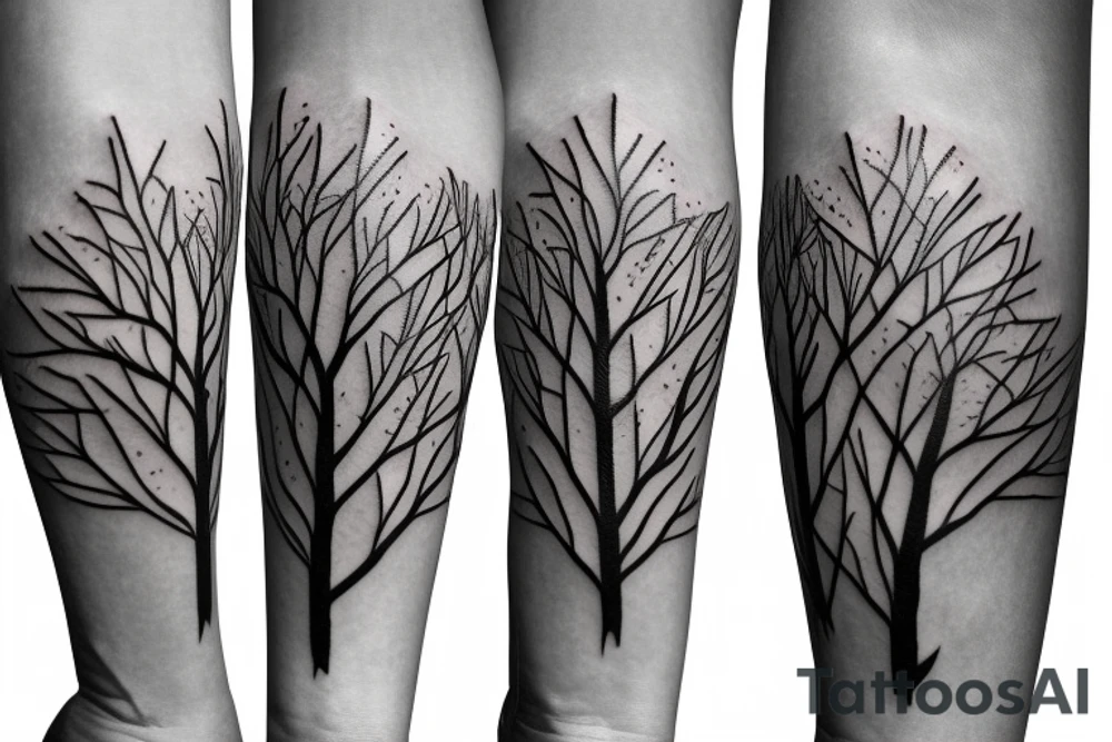 Arm sleeve geometric tree tattoo idea