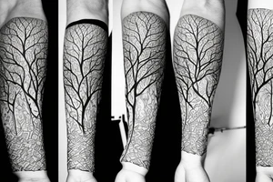 Arm sleeve geometric tree tattoo idea