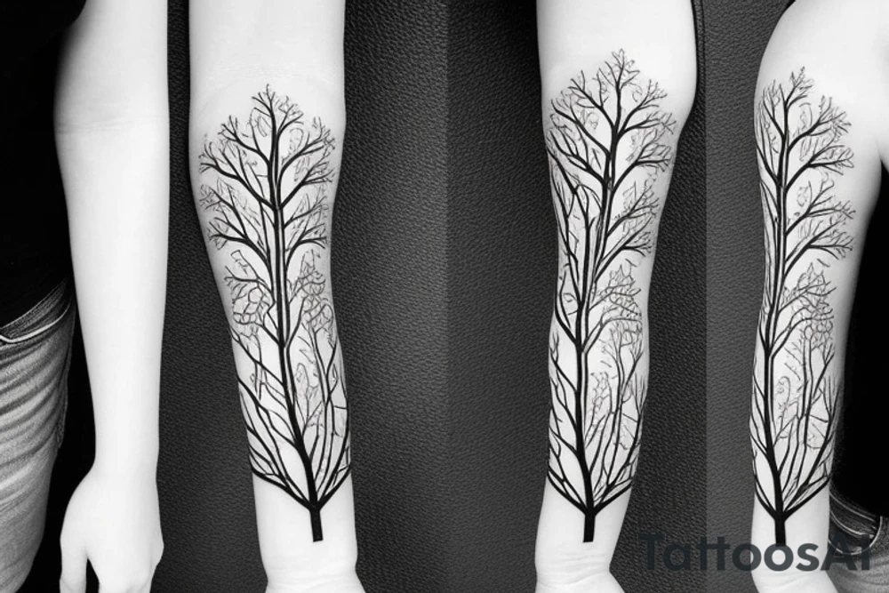 Arm sleeve geometric tree tattoo idea