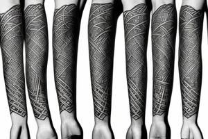 Arm sleeve geometric willow tree tattoo idea
