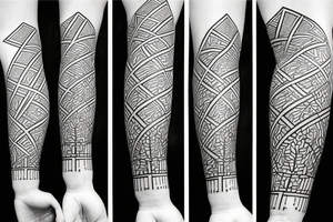 Arm sleeve geometric willow tree tattoo idea