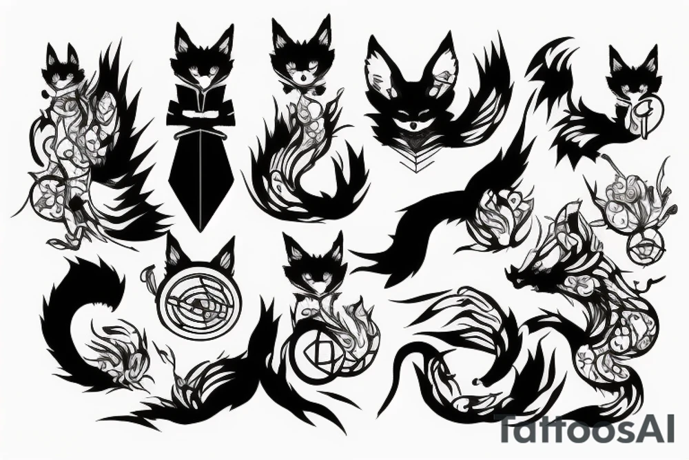 kitsune, technology, cyberpunk, music tattoo idea