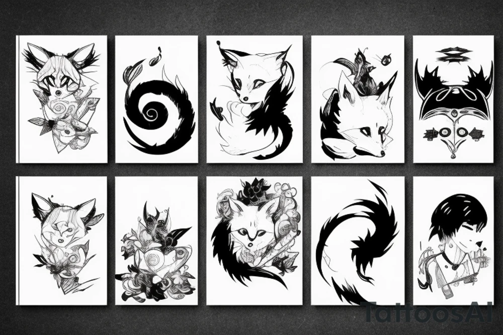 kitsune, technology, cyberpunk, music tattoo idea