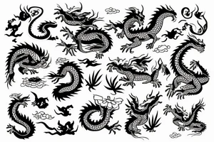 dragon japanes with flower tattoo idea