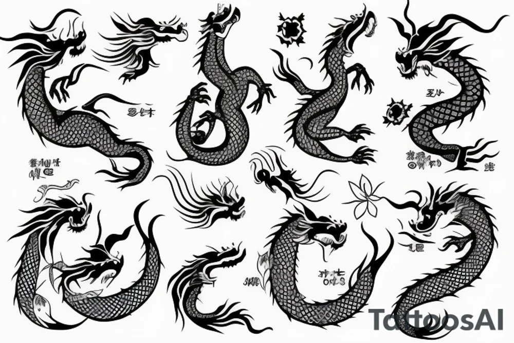 dragon japanes with flower tattoo idea