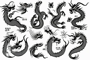 dragon japanes with flower tattoo idea