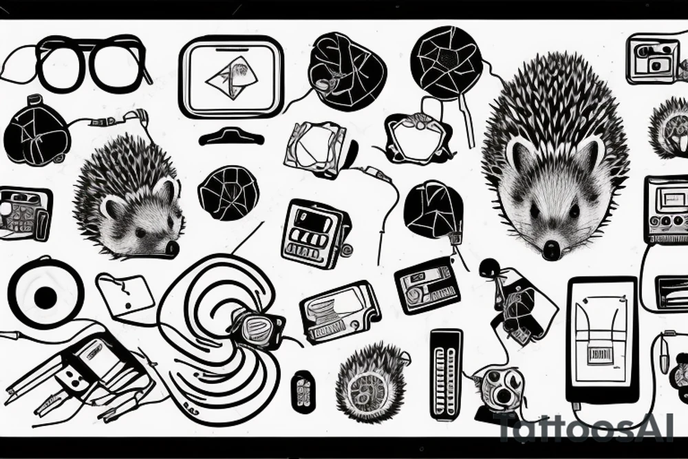 Electronics and hedgehog tattoo idea