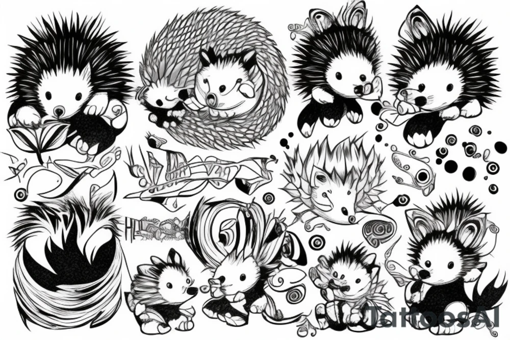 Electronic hedgehog tattoo idea