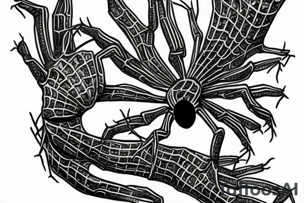 Spider emerging from under the skin tattoo idea