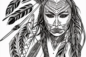Native american woman crossbow tattoo idea