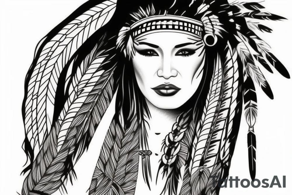 Native american woman tattoo idea