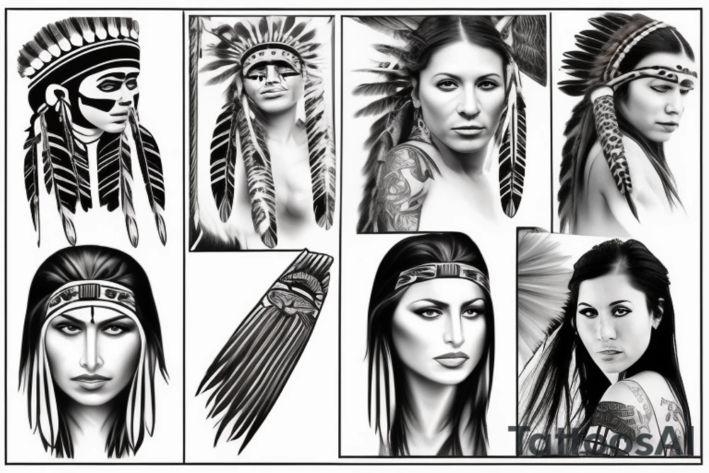 Native american woman tattoo idea