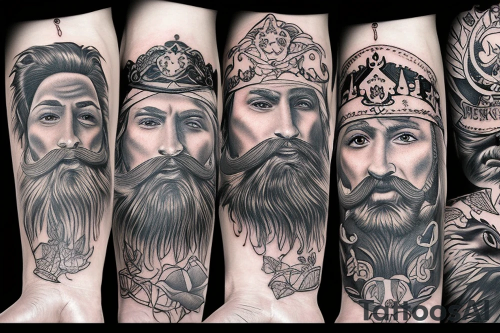 Bearded king tattoo idea