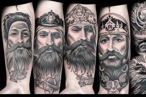 Bearded king tattoo idea