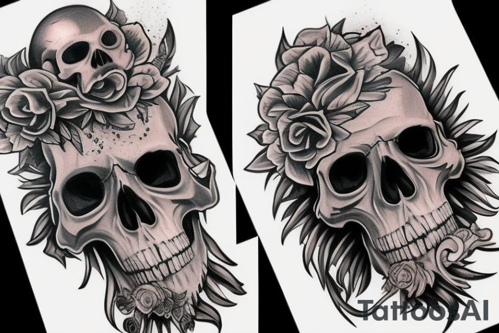 Bearded skull king tattoo idea