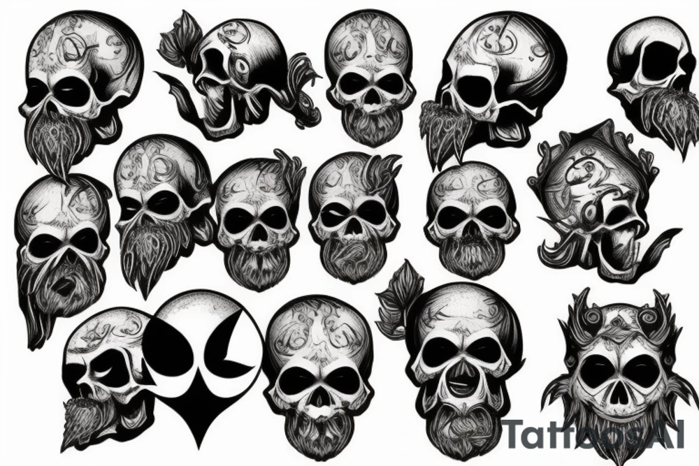 Bearded skull king tattoo idea