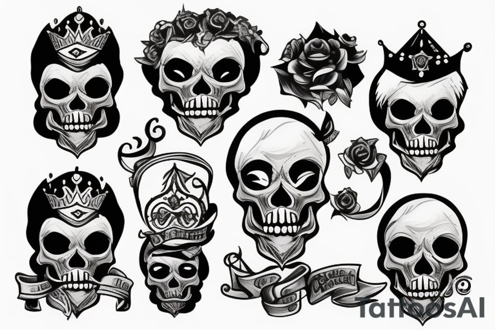 Bearded king skull tattoo idea