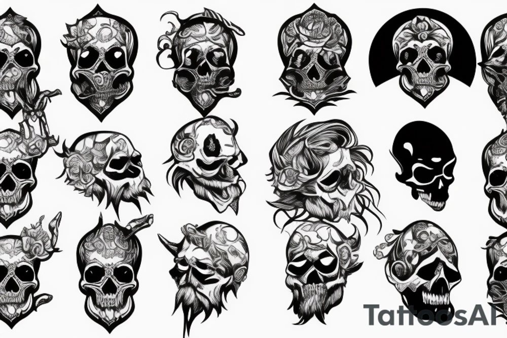 Bearded king skull tattoo idea