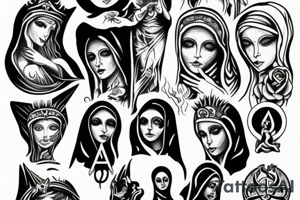 satanic Virgin Mary tattoo idea
