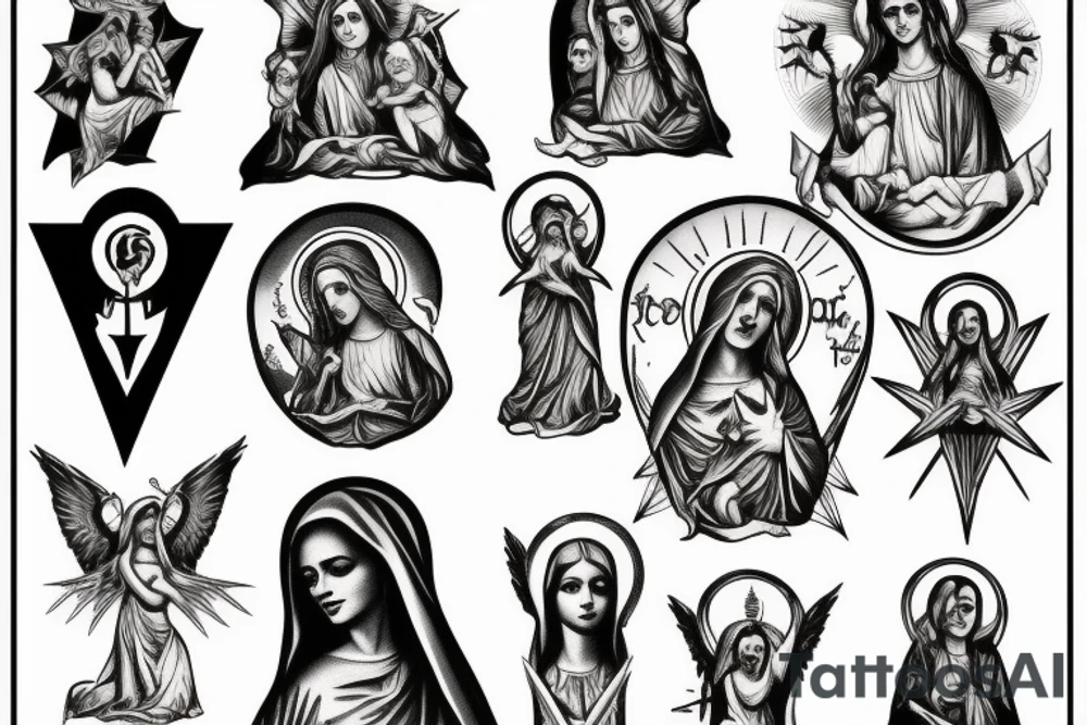 satanic Virgin Mary tattoo idea