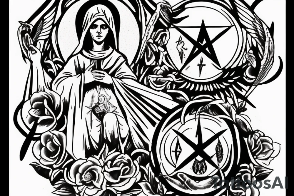satanic Virgin Mary tattoo idea