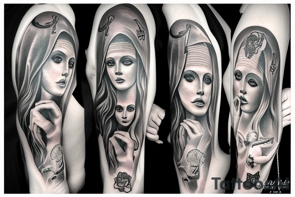 satanic Virgin Mary tattoo idea