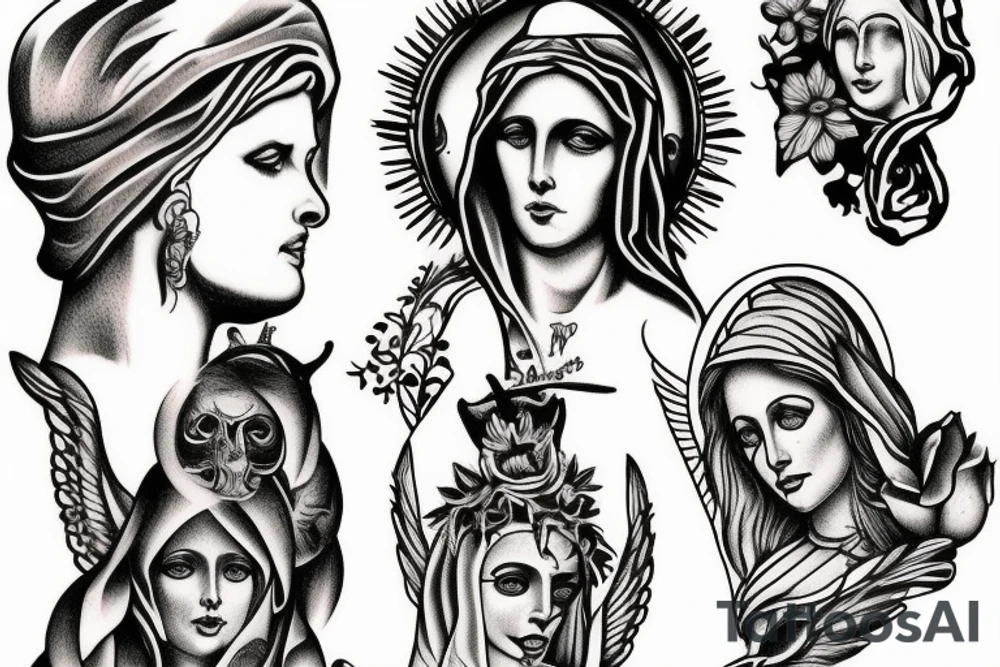 satanic Virgin Mary tattoo idea