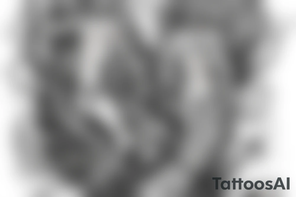 trident of neptune coming out of lake water in mountain tattoo idea