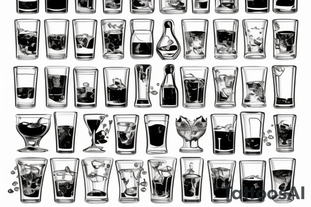 Whiskey glass with ice cubes tattoo idea
