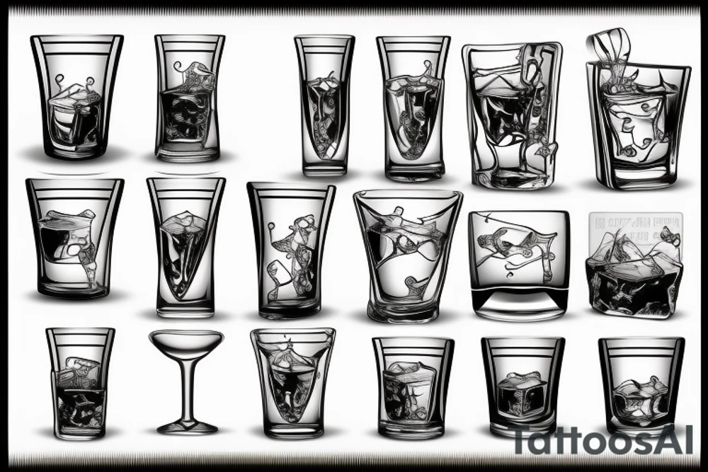 Whiskey glass with ice cubes tattoo idea