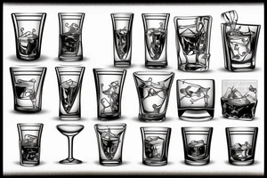 Whiskey glass with ice cubes tattoo idea