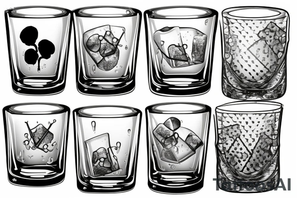 Scotch glass with ice cubes tattoo idea