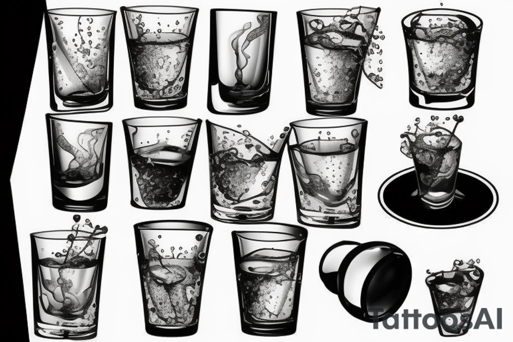 Scotch glass with ice cubes tattoo idea