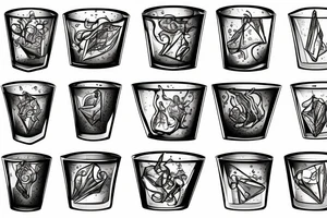 Scotch glass with ice cubes tattoo idea