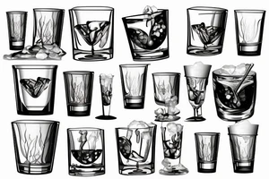 Scotch glass with ice cubes tattoo idea