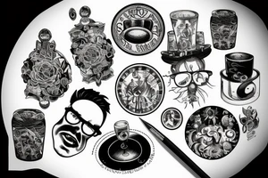 3 glasses on a round table top view tattoo idea