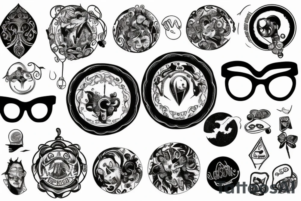 3 glasses on a round table top view tattoo idea