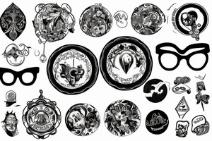 3 glasses on a round table top view tattoo idea